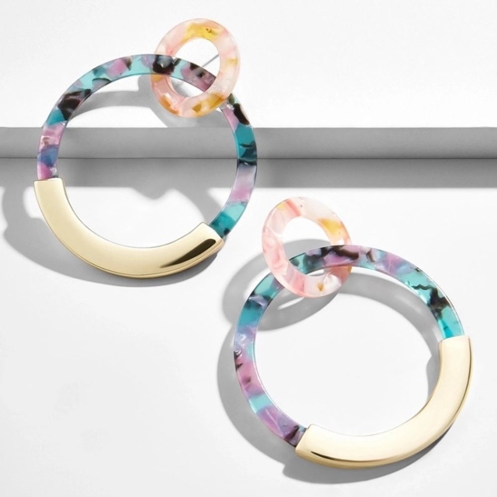 Baublebar style resin hoop earrings - Picture 2 of 2